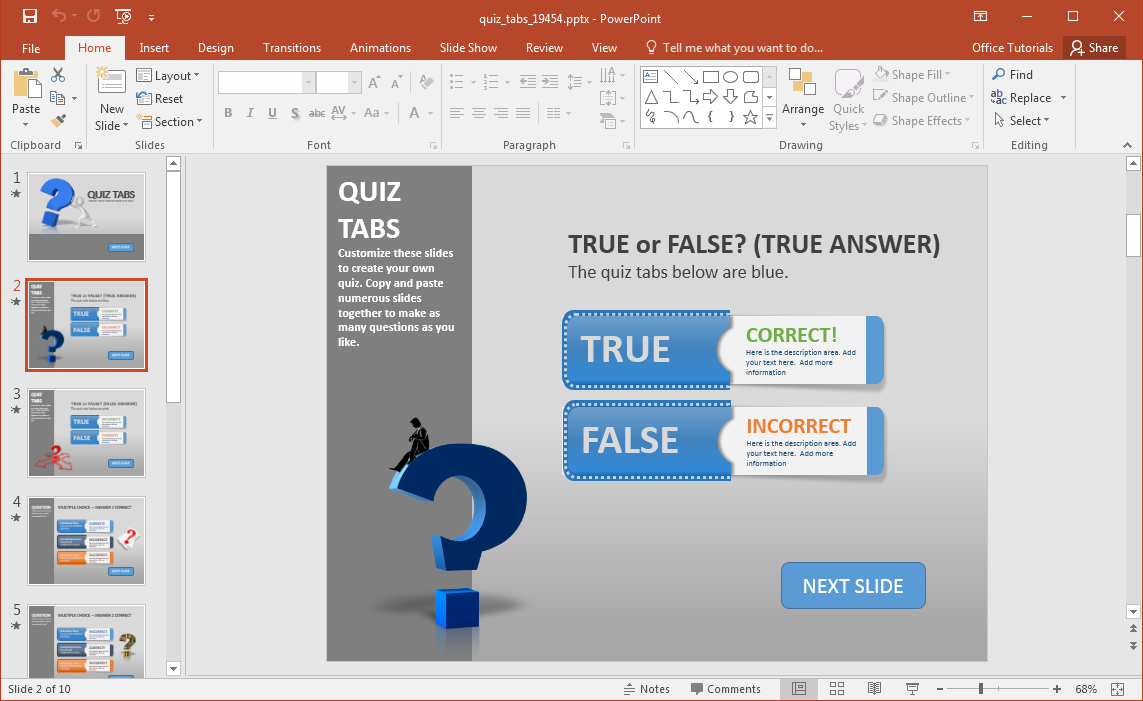 Create A Quiz In Powerpoint With Quiz Tabs Powerpoint Template Within How To Create A Template In Powerpoint