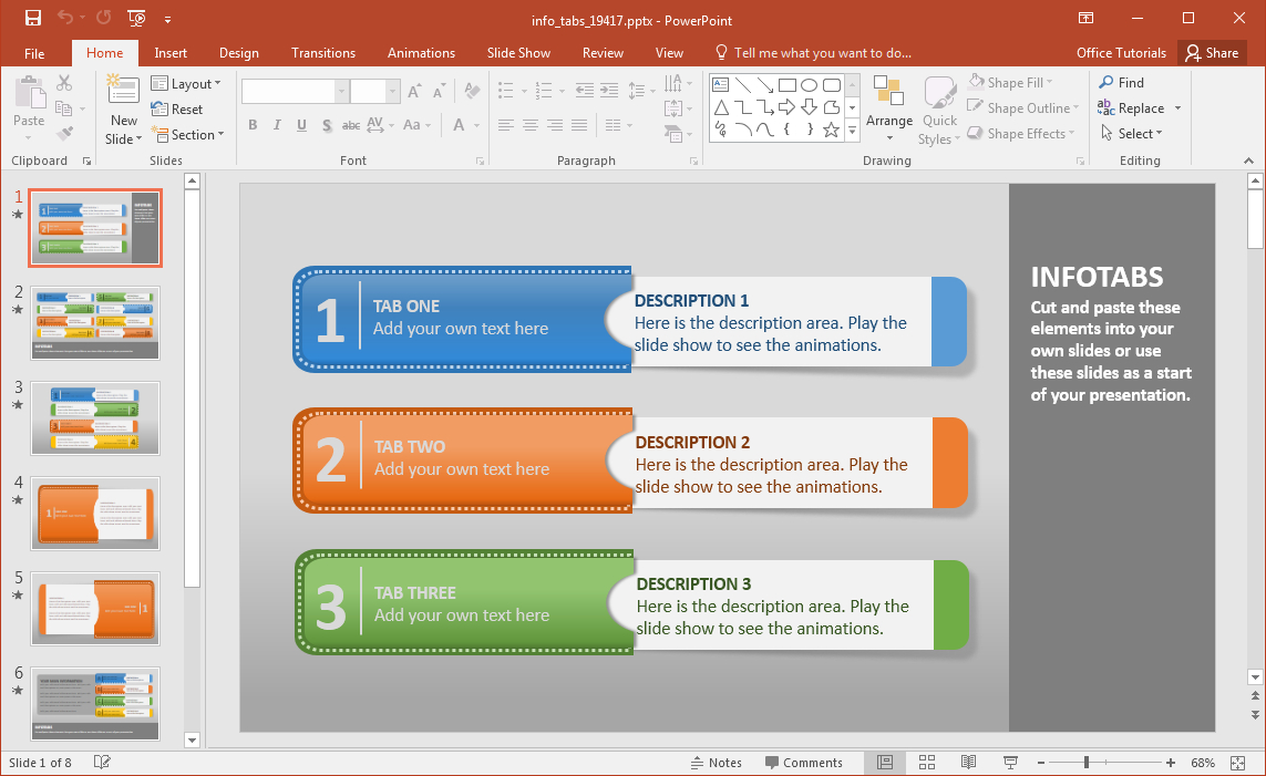 Create Animated Infographics With Info Tabs Powerpoint Template Regarding Powerpoint Default Template
