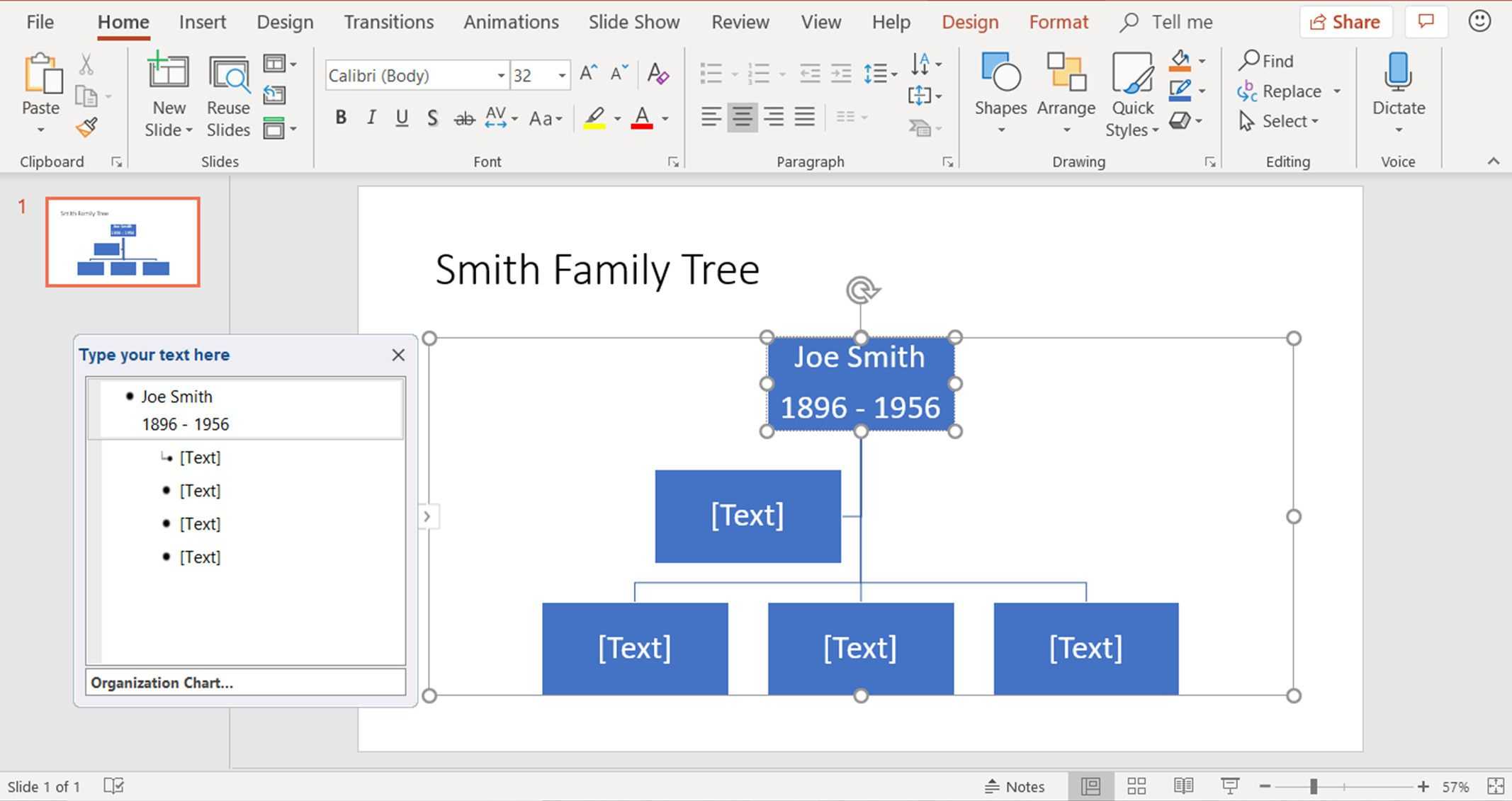 Create Family Trees Using Powerpoint Organization Chart Regarding Powerpoint Genealogy Template