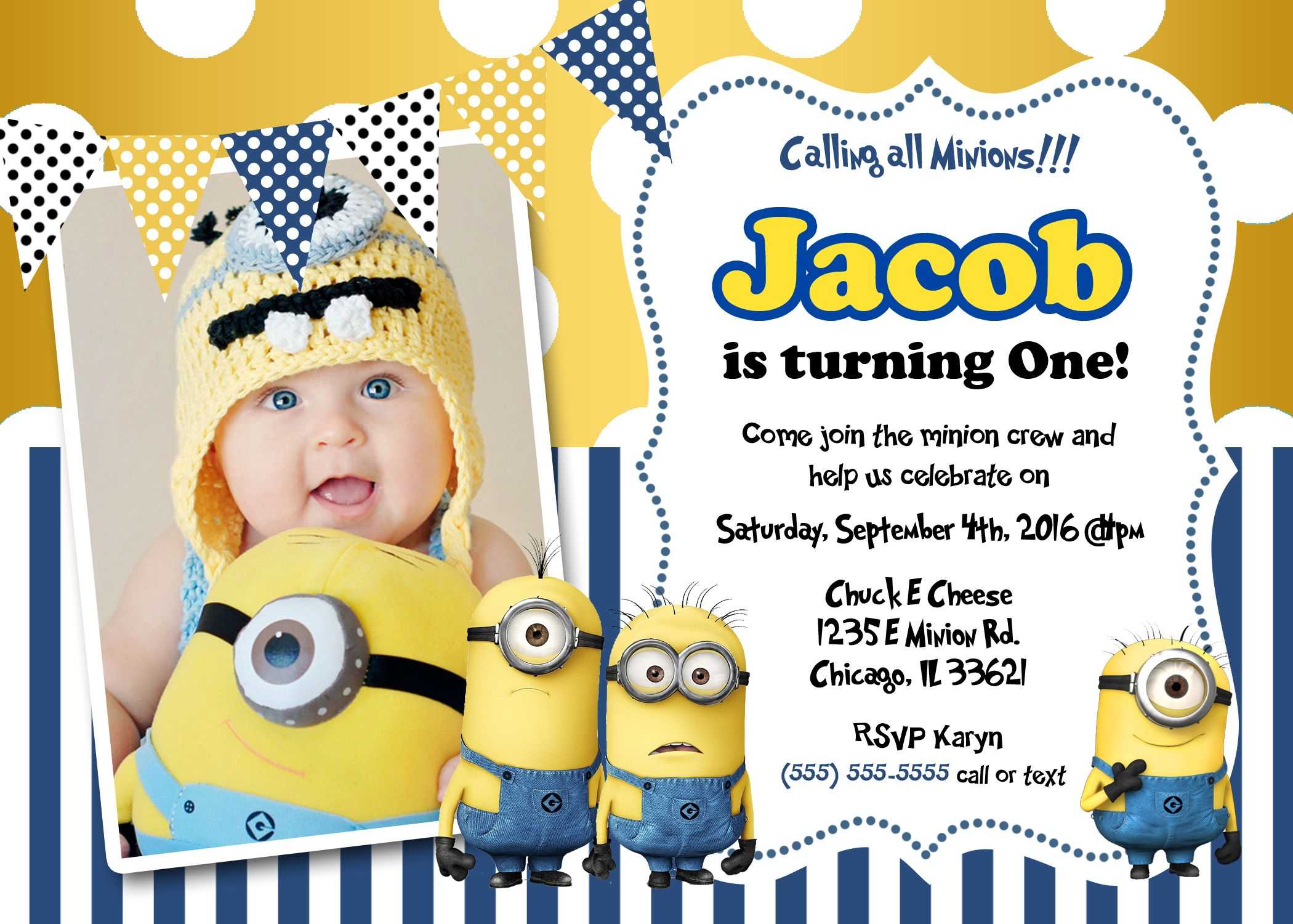 Create Own Minion Birthday Invitations Templates For Create Regarding Minion Card Template