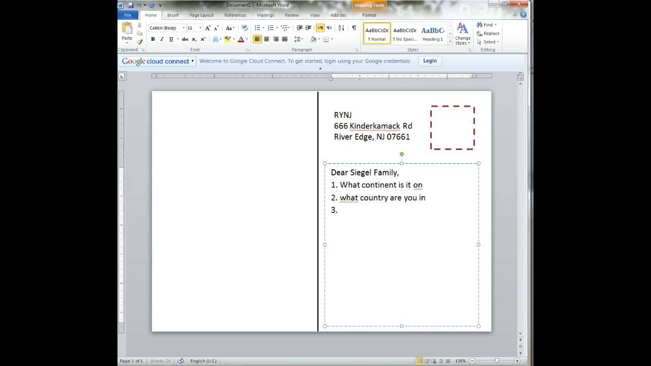 Creating A Postcard In Word In Postcard Size Template Word