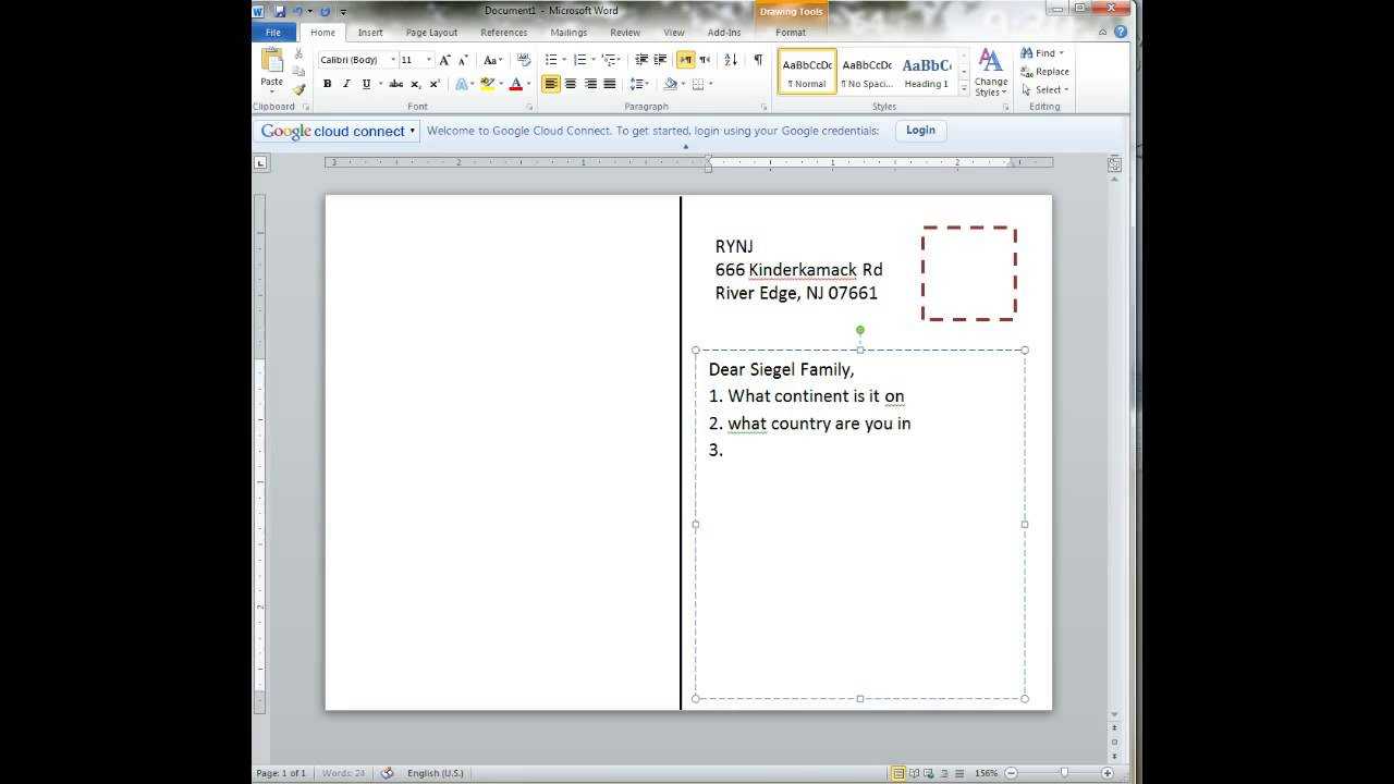 Creating A Postcard In Word With Microsoft Word 4X6 Postcard Template