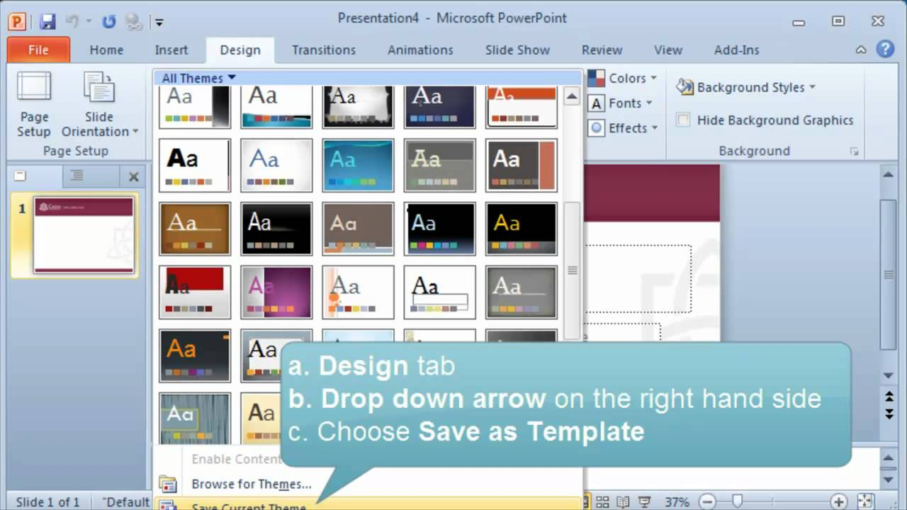 Creating And Setting A Default Template Or Theme In Powerpoint Inside What Is A Template In Powerpoint