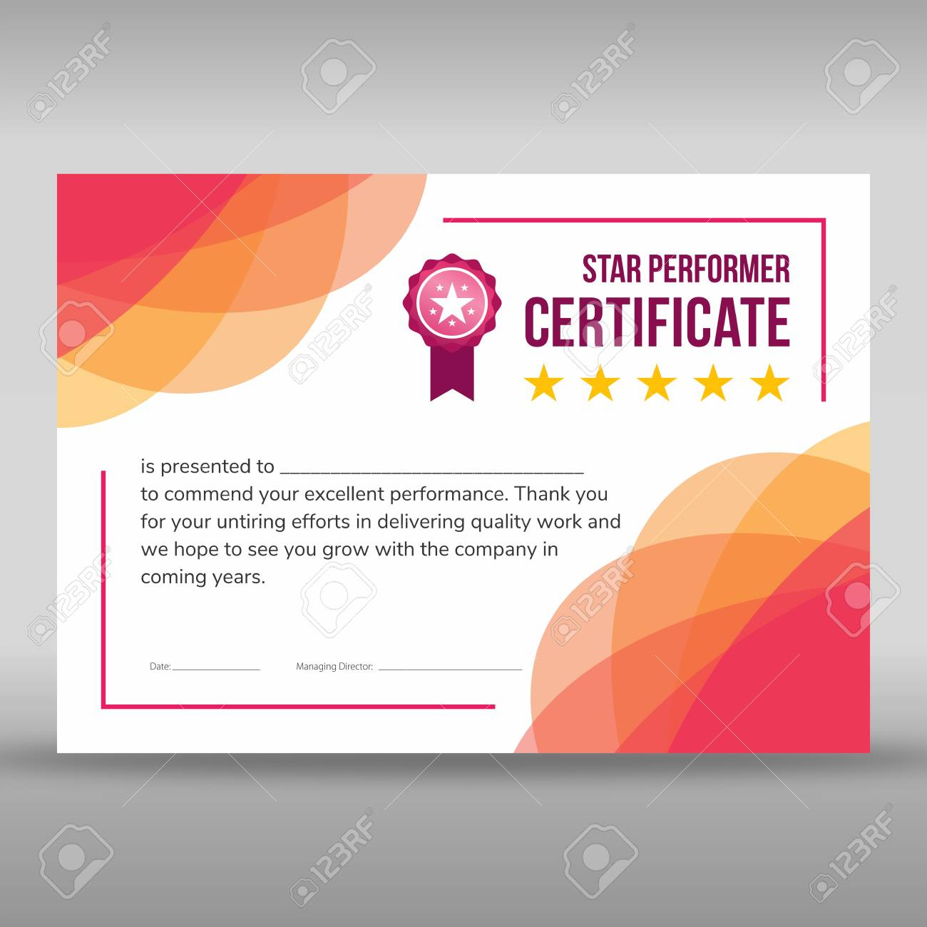 Creative Framed Print Ready Star Performer Certificate With Floral.. Within Star Performer Certificate Templates