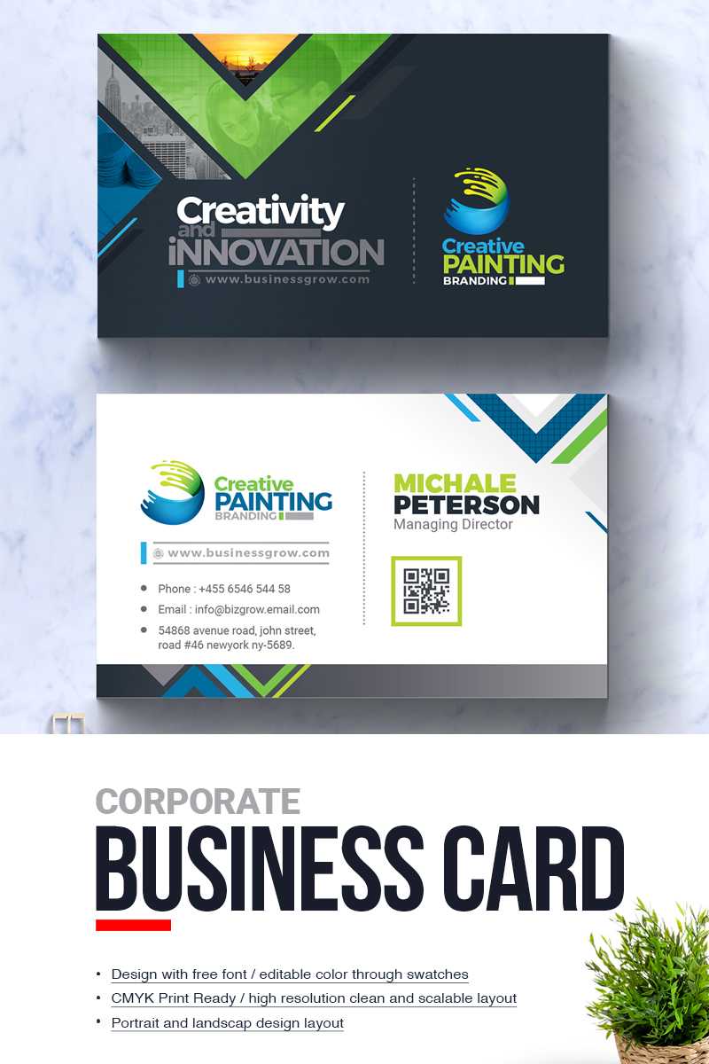 Creative Painting Business Card Corporate Identity Template For Portrait Id Card Template