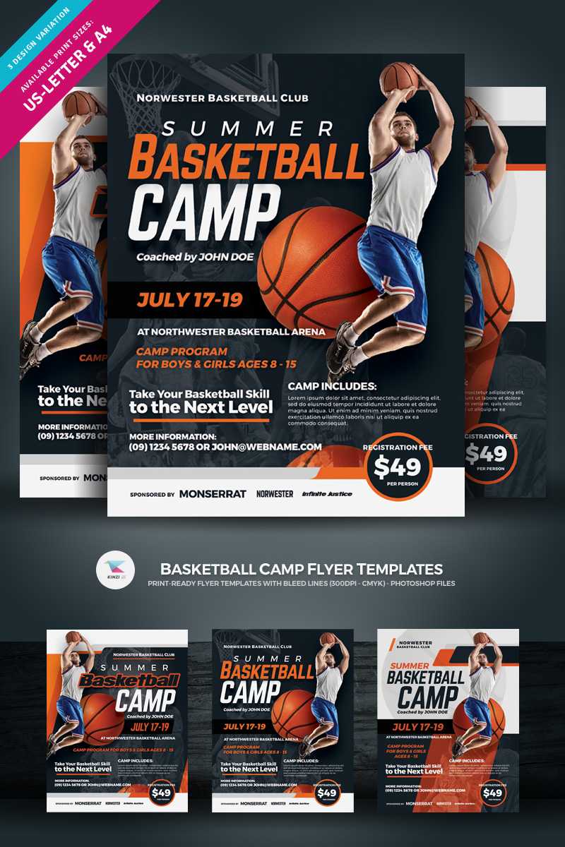 Creative Ready Made Sports Camp Flyer Templates | Entheosweb Within Basketball Camp Brochure Template