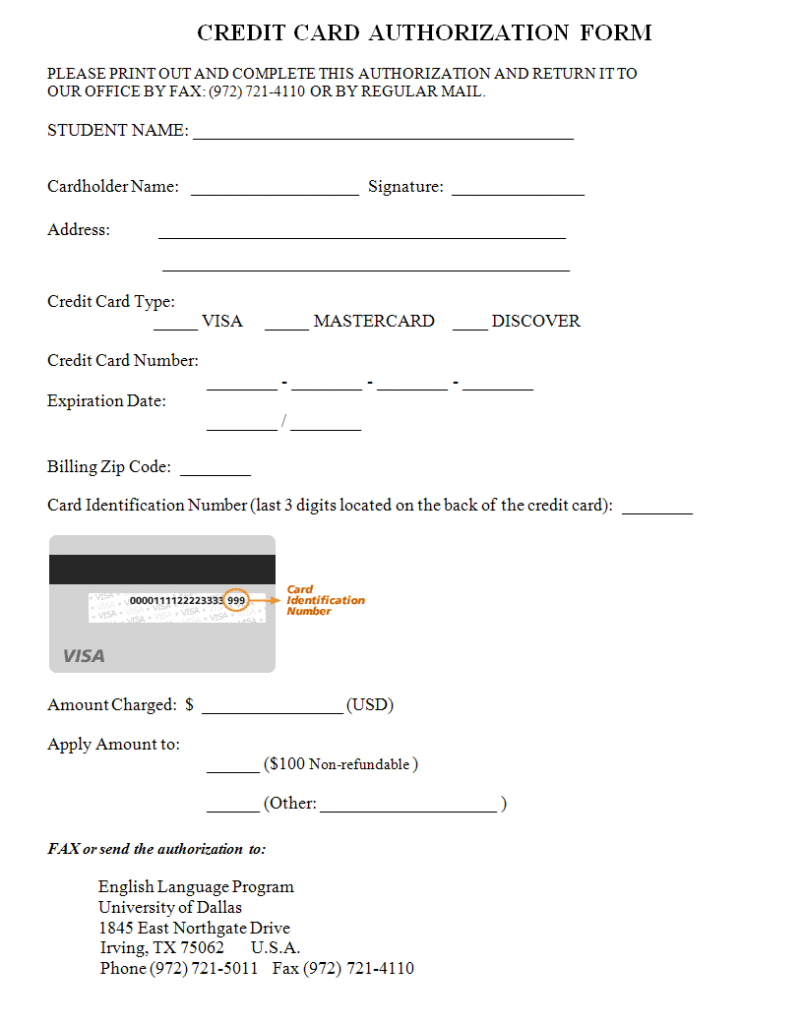 Credit Card Authorization Form Template | Credit Card In Credit Card Authorization Form Template Word
