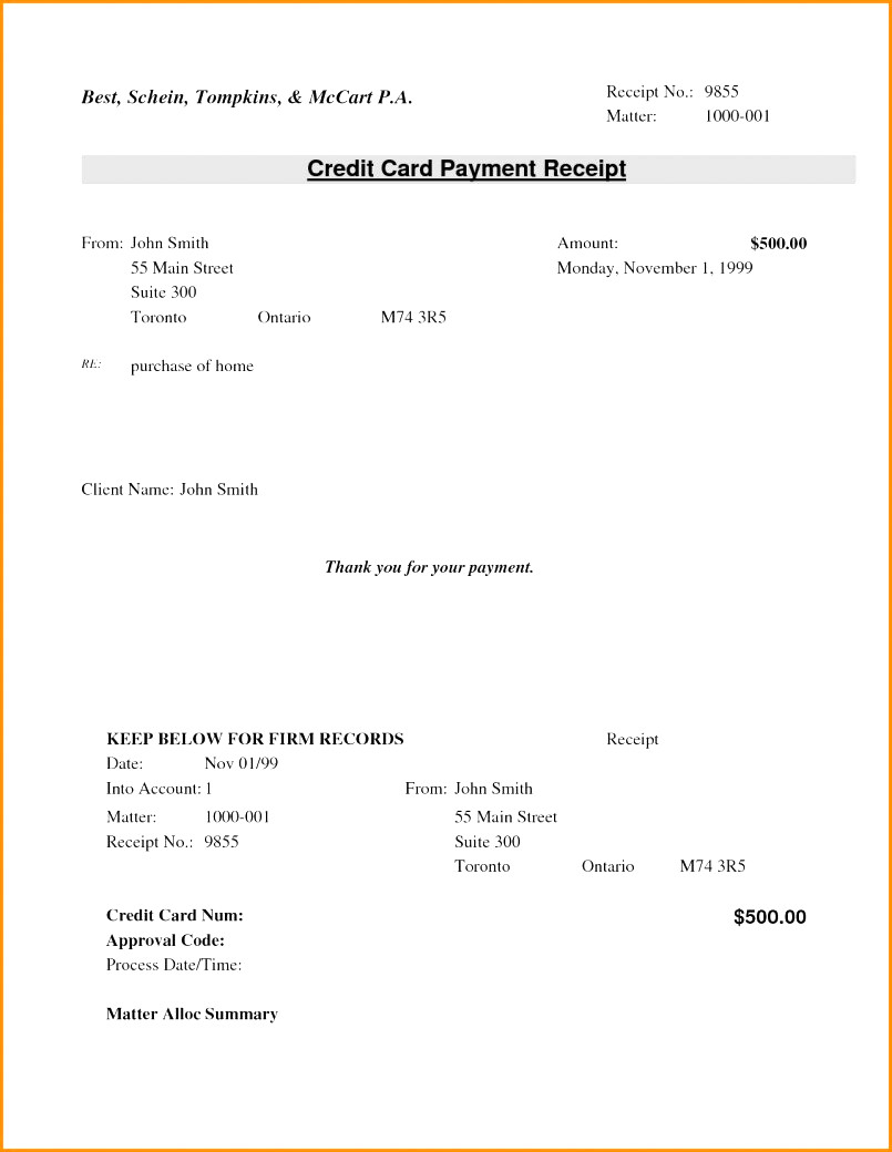 Credit Card Receipt Template – Atlantaauctionco Intended For Credit Card Receipt Template