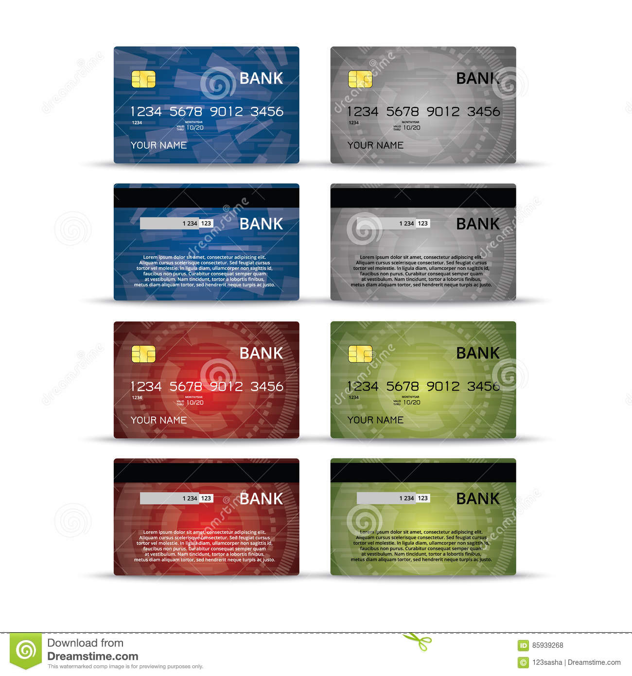 Credit Or Debet Cards Design Set Stock Vector - Illustration With Credit Card Templates For Sale