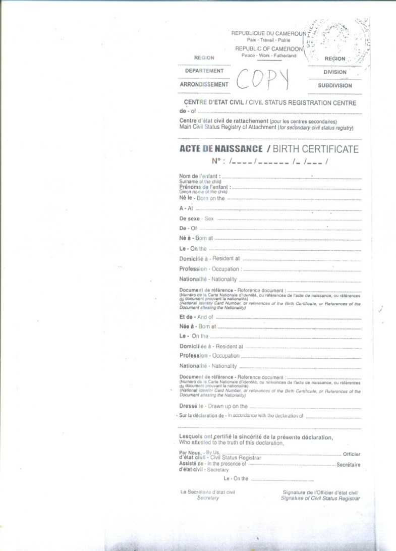 Crvs – Birth, Marriage And Death Registration In Cameroon Inside Corporate Secretary Certificate Template