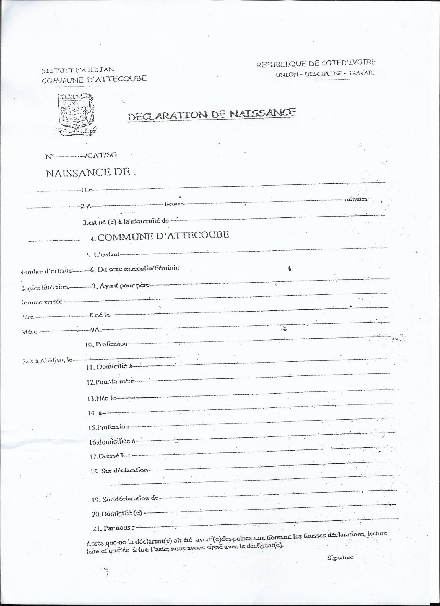 Crvs – Birth, Marriage And Death Registration In Côte D Throughout South African Birth Certificate Template