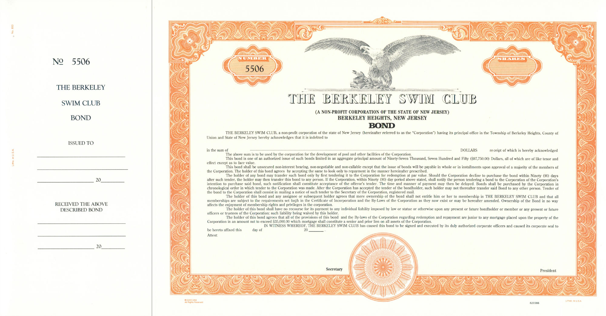 Custom Bond Certificate – Goes #850Or – Corporate Publishing With Corporate Bond Certificate Template