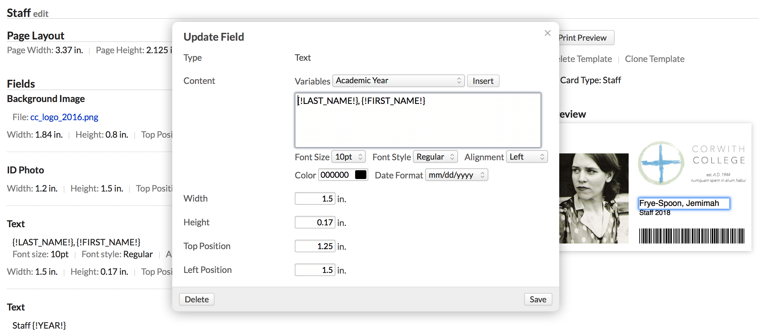 Custom Id Card Templates – Populi Knowledge Base Within Faculty Id Card Template