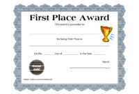 Customizable Printable Certificates | First Place Award inside First Place Certificate Template