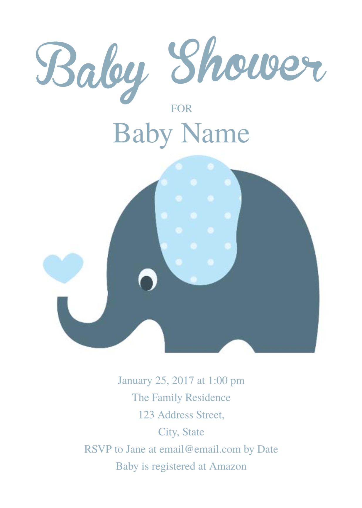 Cute Elephant Baby Shower Invitation Template | Free With Regard To Blank Elephant Template
