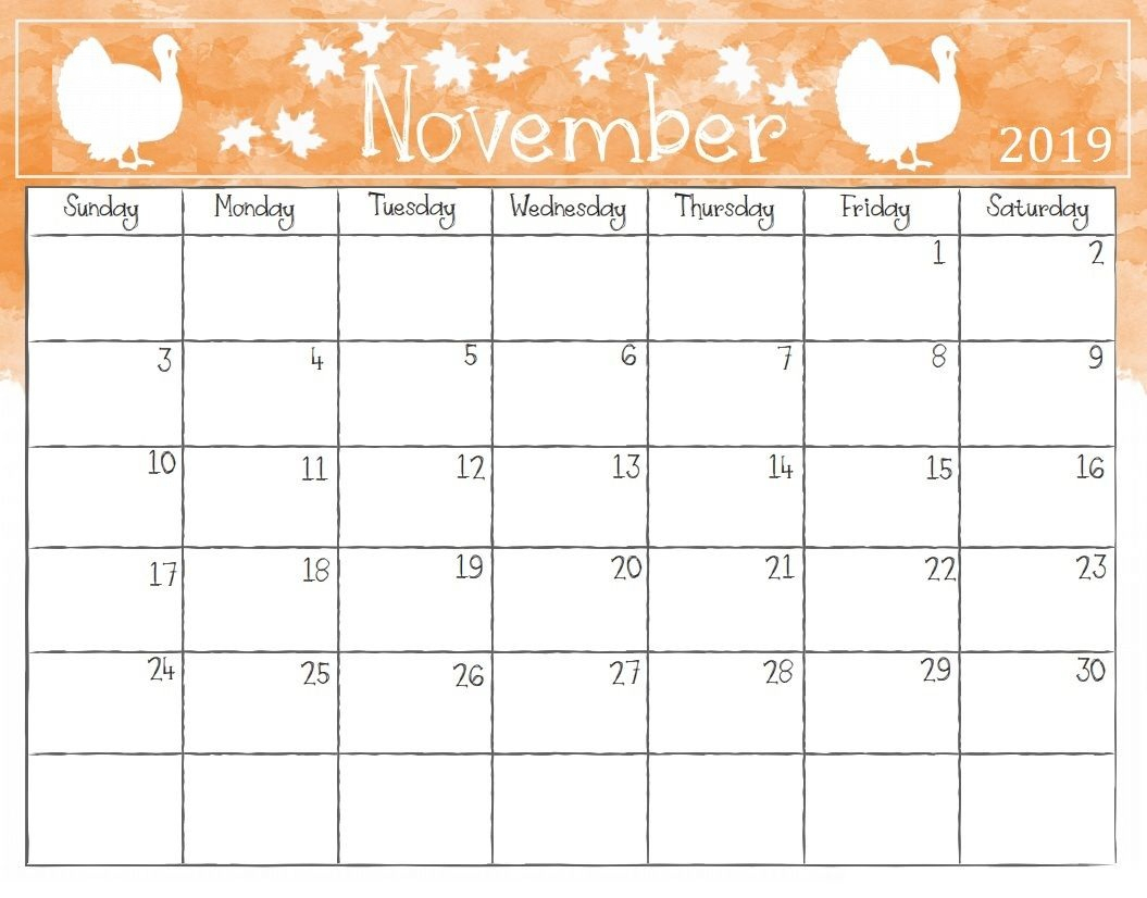 Cute November 2019 Calendar Printable Wallpaper For Kids Within Blank Calendar Template For Kids