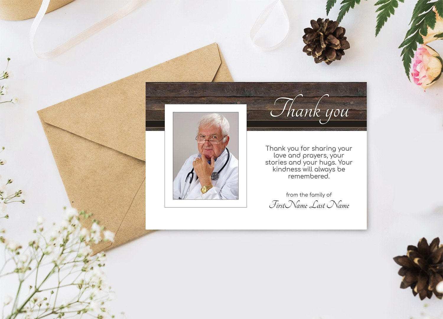 Dad's Funeral Thank You Cards. Printable Sympathy Thank You With Photo,  Editable Digital Download With Regard To Sympathy Thank You Card Template
