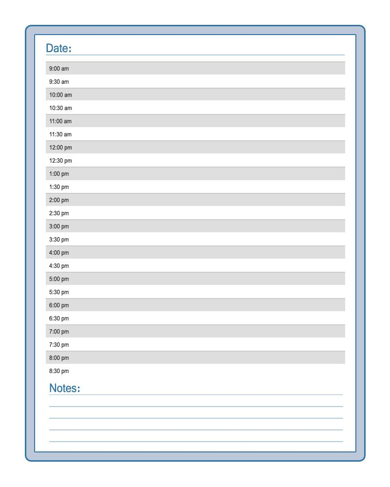 Daily Calendar Template | Calendar Templates | Templates Pertaining To Printable Blank Daily Schedule Template