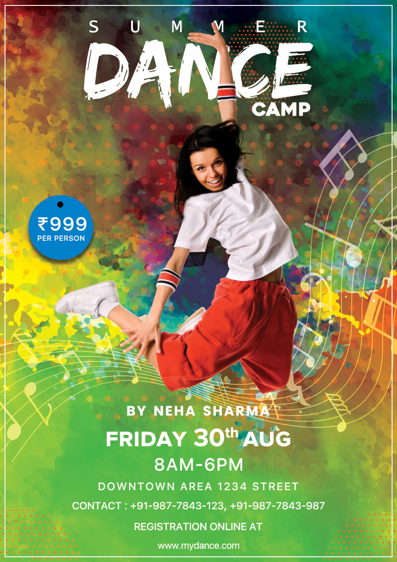 Dance Camp Flyer Free Psd Template | Psddaddy With Dance Flyer Template Word