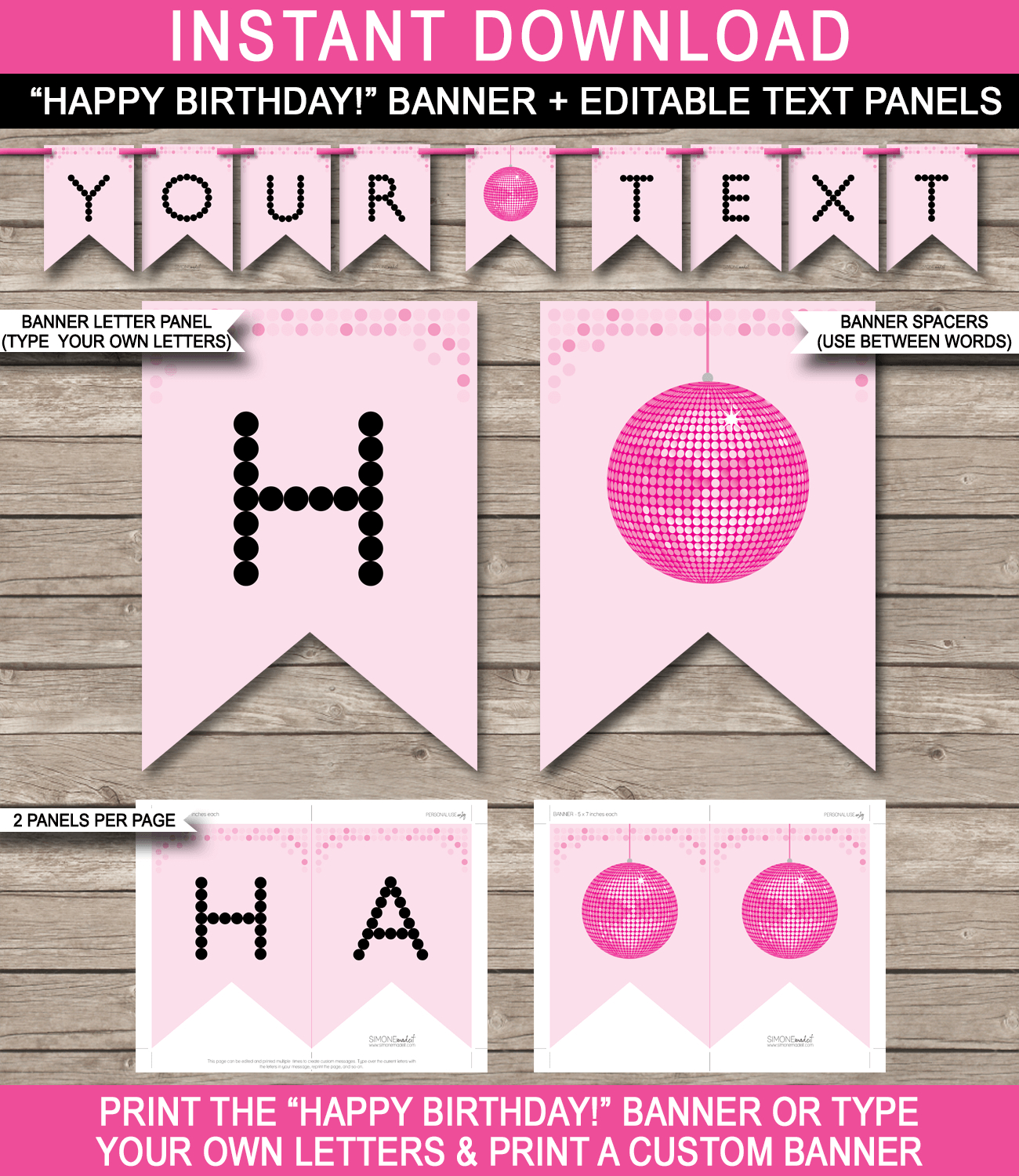 Dance Party Banner Template – Pink Pertaining To Diy Party Banner Template