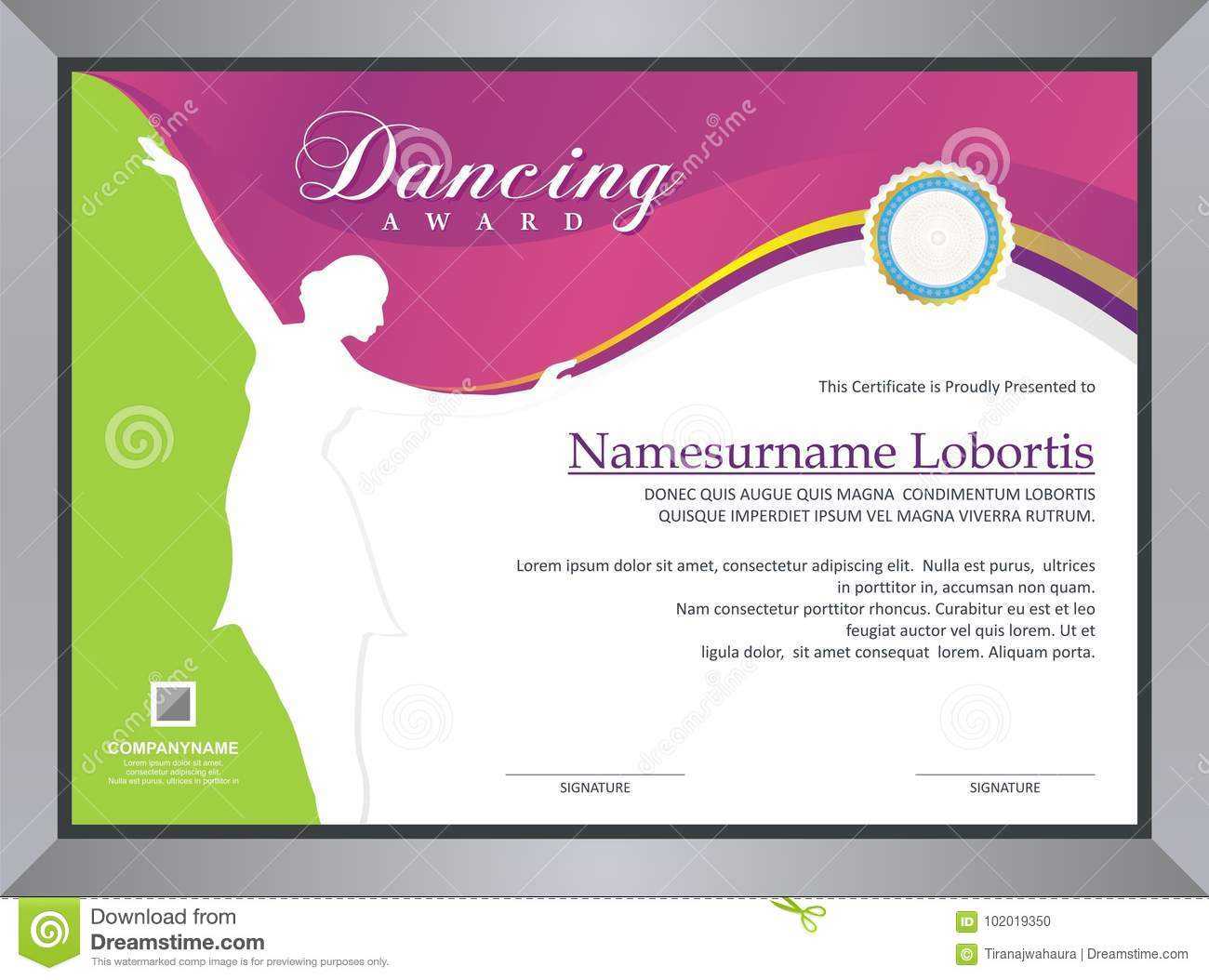 Dancing Award Stock Vector. Illustration Of Competition Intended For Dance Certificate Template