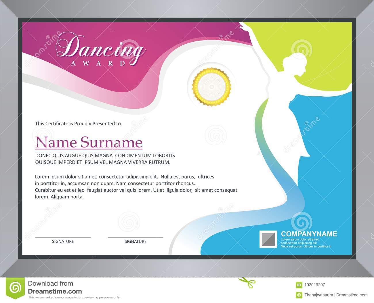 Dancing Certificate Stock Vector. Illustration Of For Dance Certificate Template