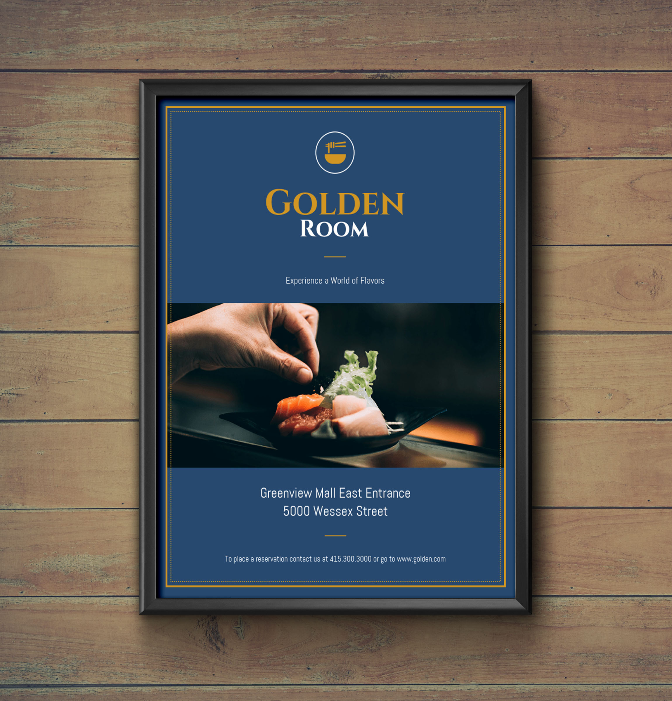 Dark Blue & Gold Fancy Restaurant Flyer Idea – Venngage Pertaining To Fancy Brochure Templates