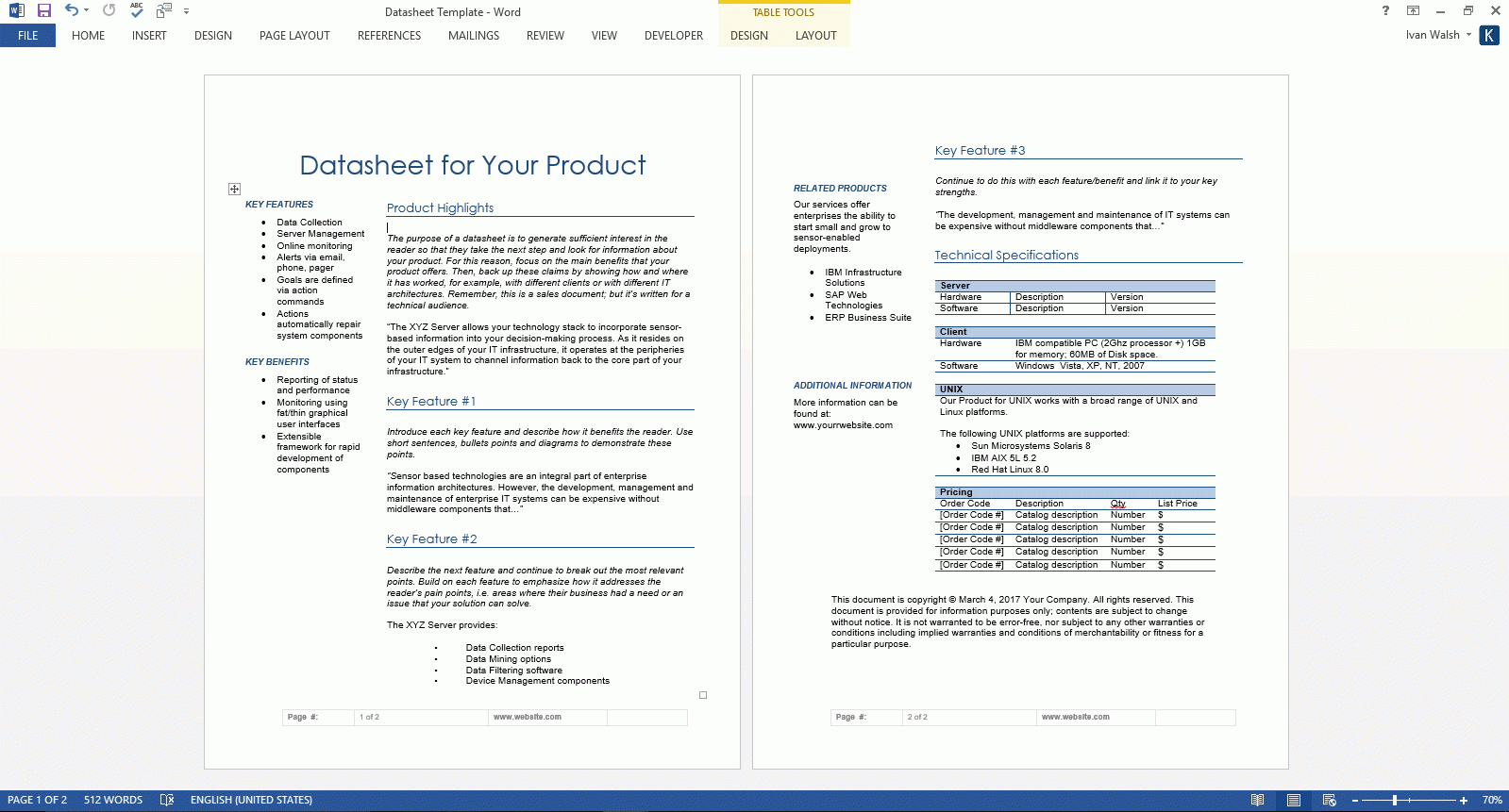 Datasheet Templates (2 X Ms Word) – Templates, Forms With Regard To What Is A Template In Word