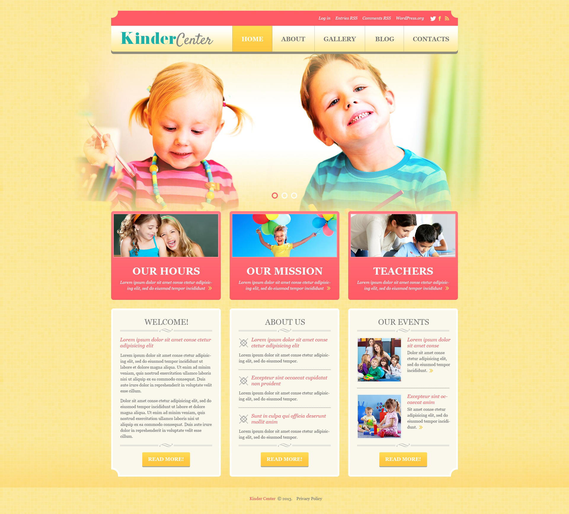 Day Care Responsive WordPress Theme Within Daycare Brochure Template