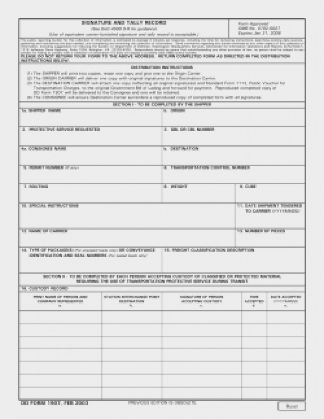 Dd Form 2505 2506 2508 2501 Instructions Courier Card Throughout Dd Form 2501 Courier Authorization Card Template