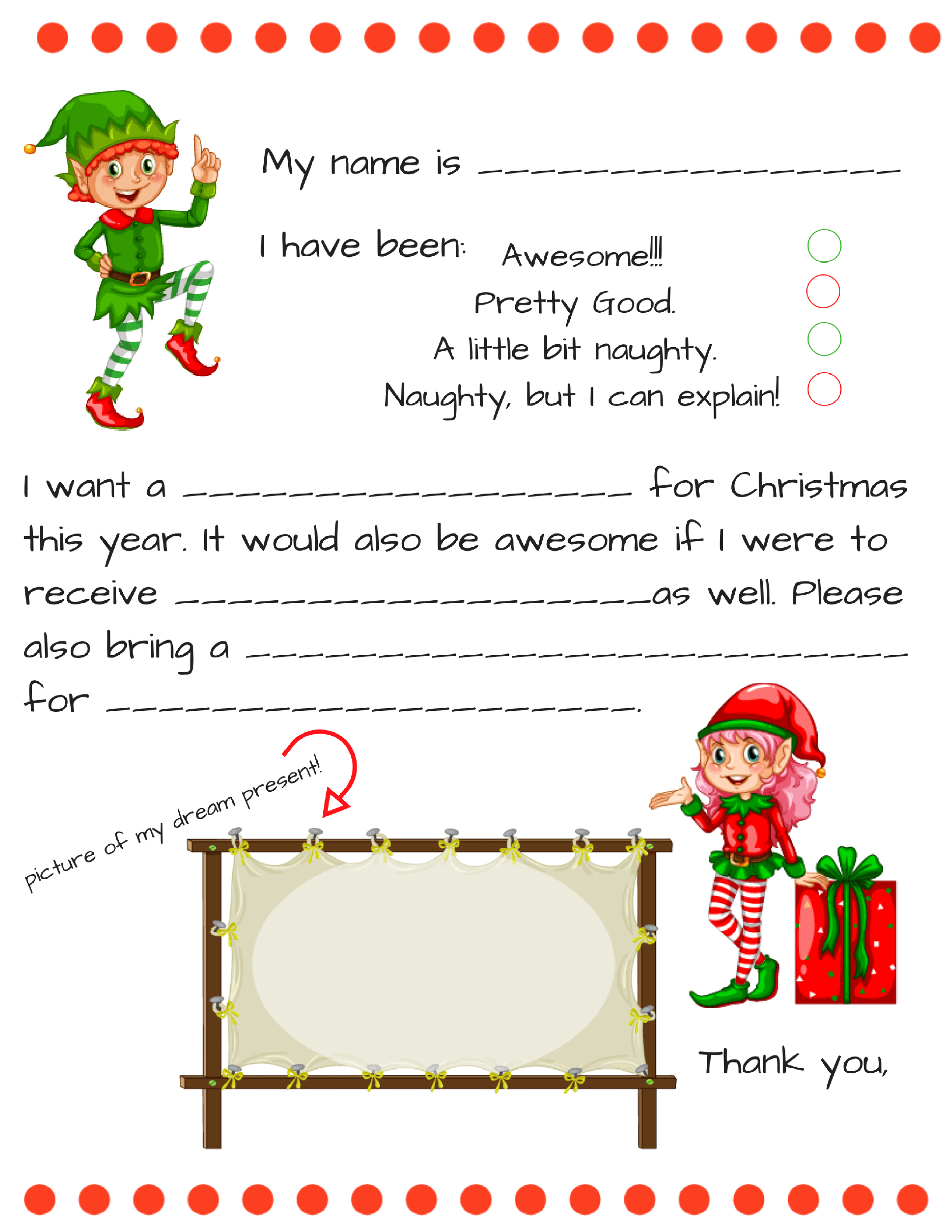 Dear Santa Fill In Letter Template – Regarding Blank Letter From Santa Template