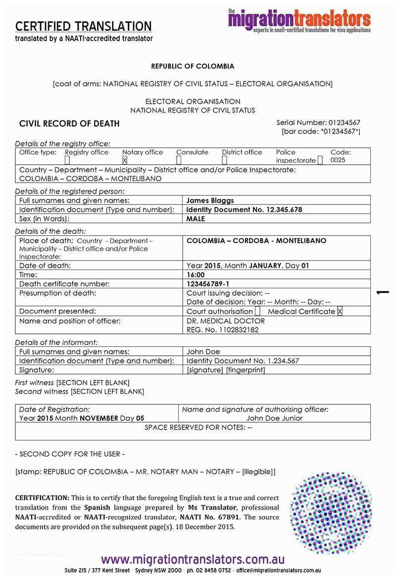 Death Certificate Translation Template Spanish To English Pertaining To Death Certificate Translation Template