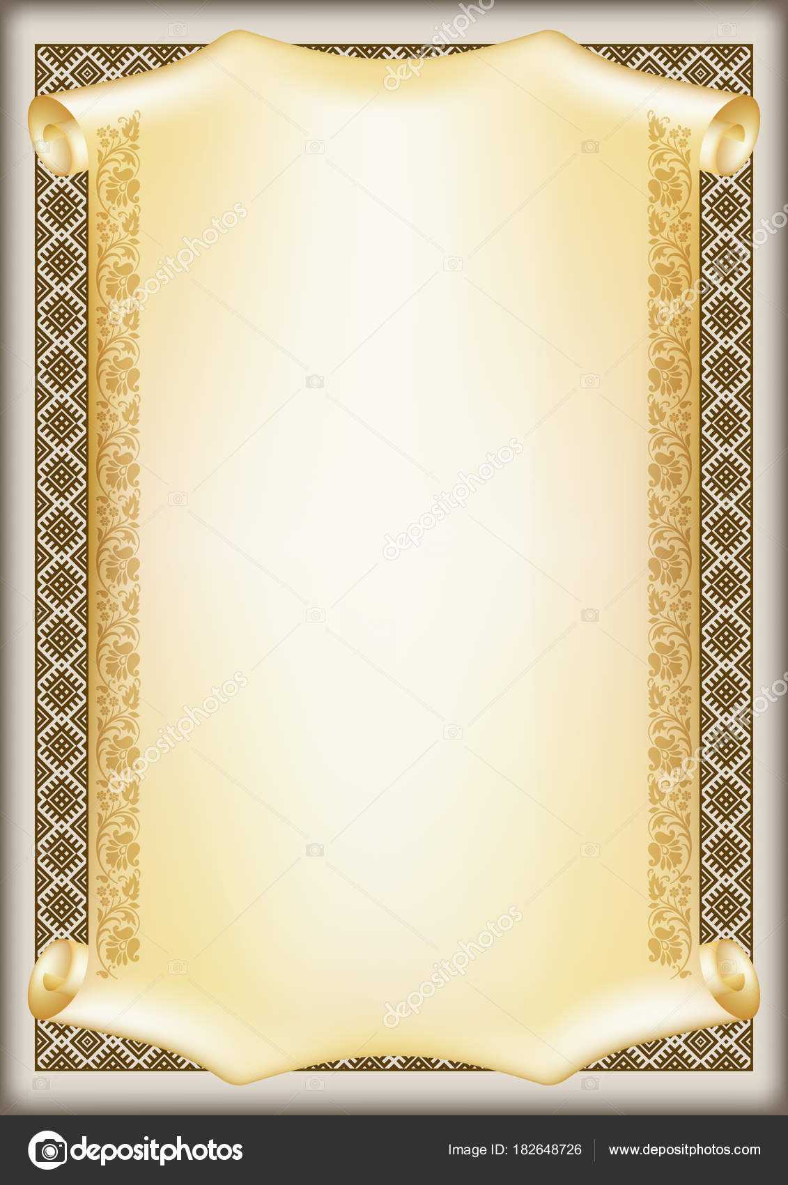 Decorative Rectangular Framework Ethnic Slavic Ornament Pertaining To Certificate Scroll Template