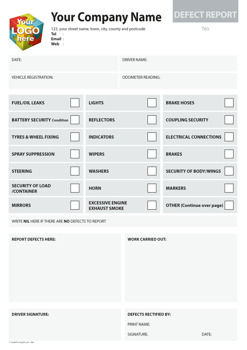 Defect Report Template Artwork For Carbonless Ncr Print From In Ncr Report Template