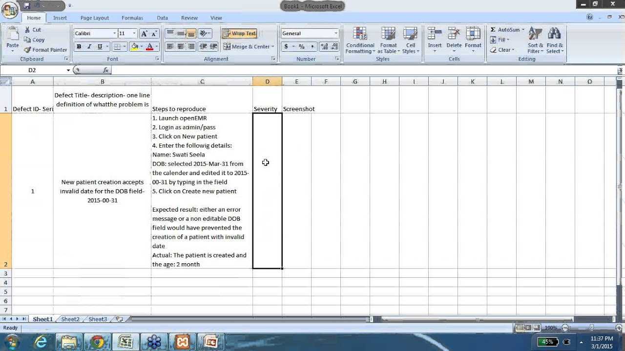 Defect Report Template Excel Within Defect Report Template Xls