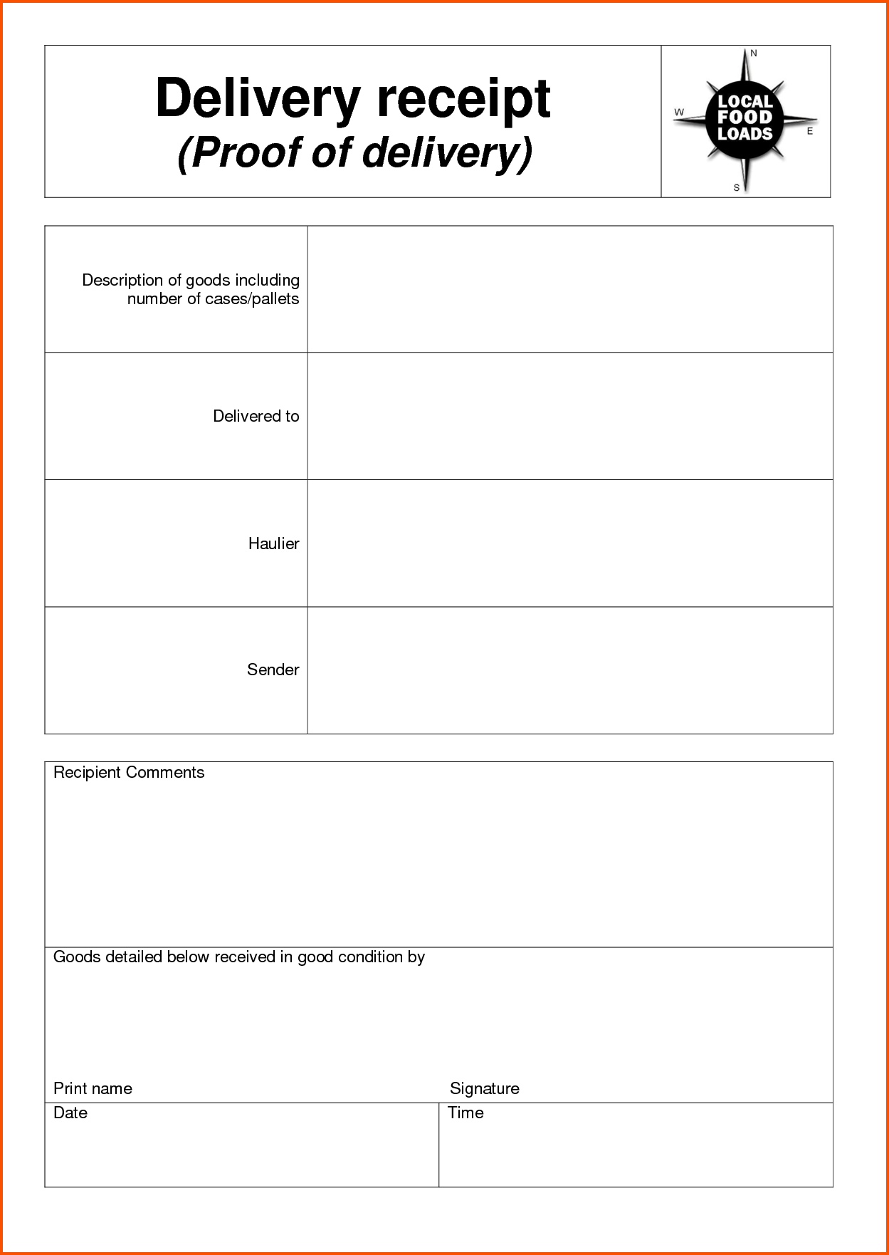 Delivery Document Receipt Template Sample As A Proof Of Within Proof Of Delivery Template Word