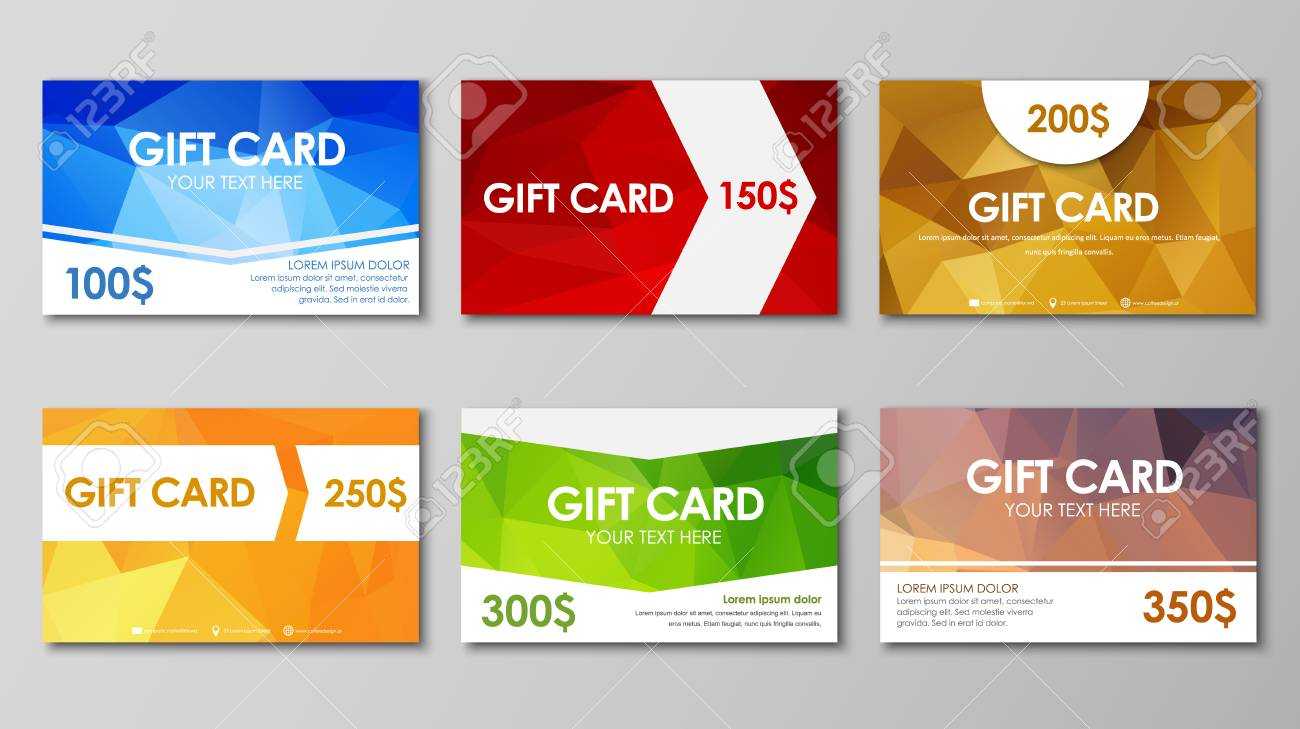 Design Of Colored Polygonal Gift Cards. Templates Of Different.. For Advertising Cards Templates