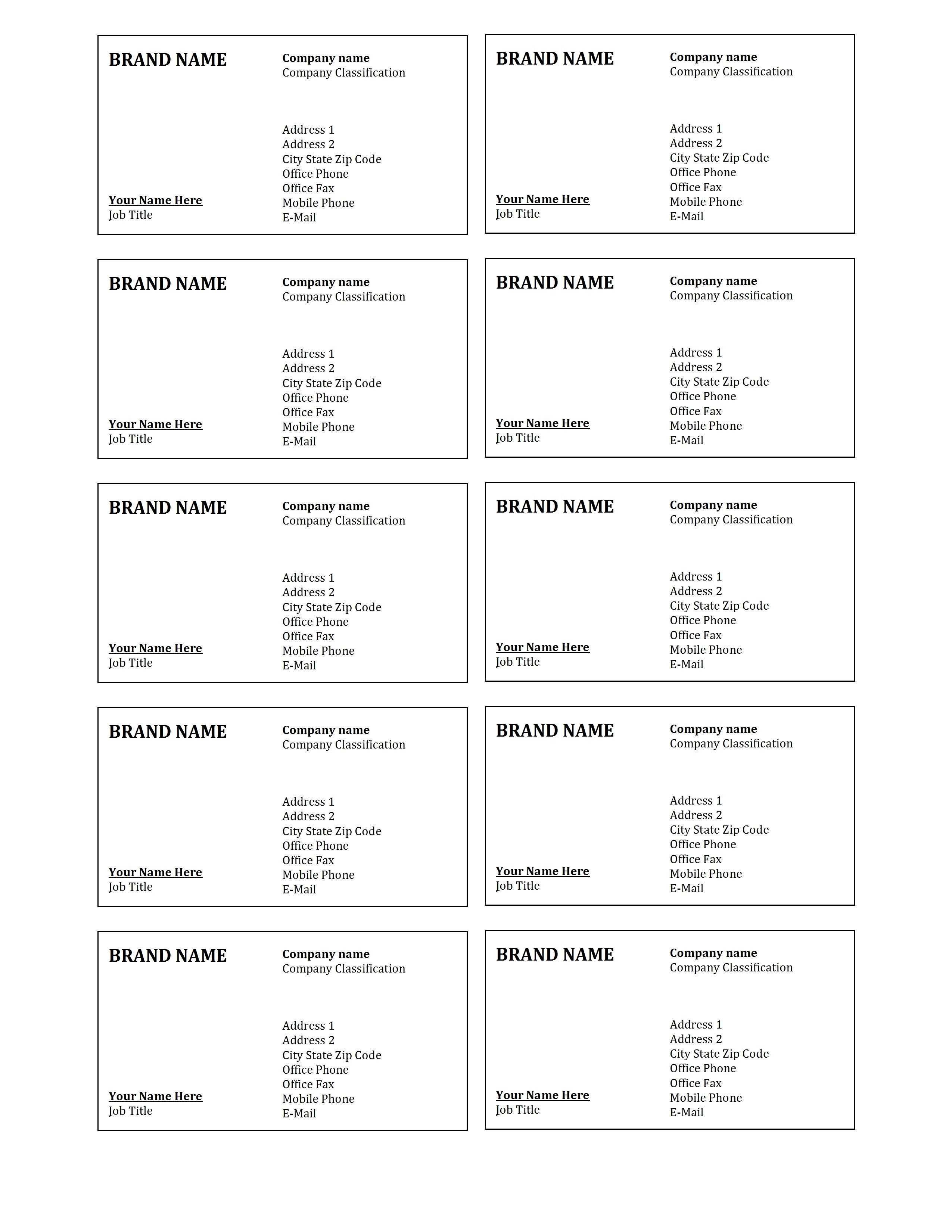 Design Templates Business Cards Template Printable Excel For Regarding Word Template For Business Cards Free