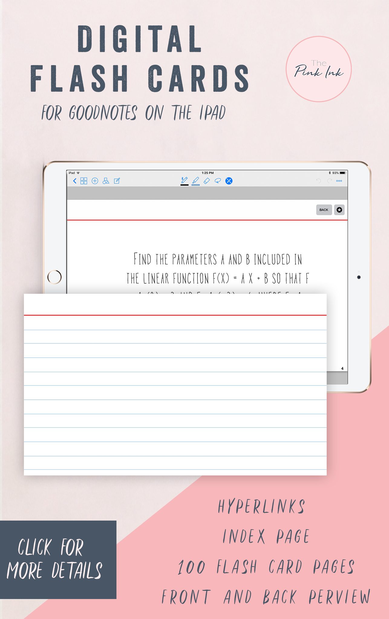 Digital Flash Cards, Hyperlinks, Flash Cards For Goodnotes For Index Card Template For Pages