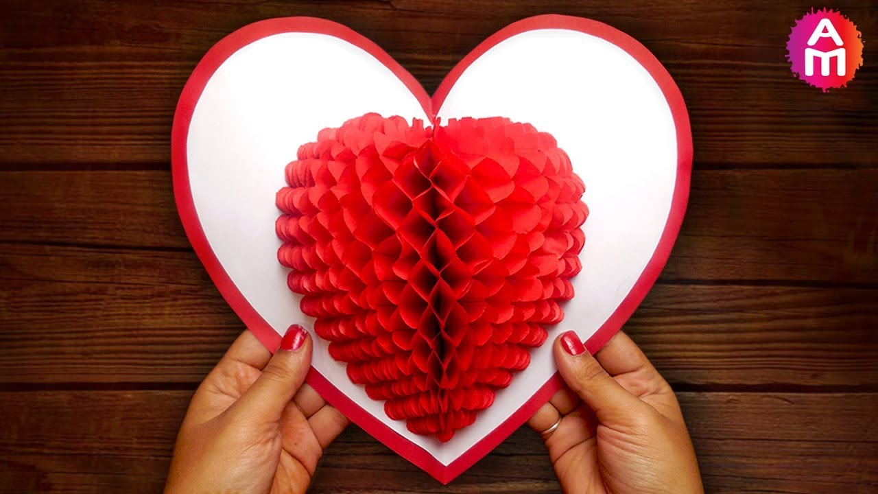 Diy 3D Heart ❤️ Pop Up Card | Valentine Pop Up Card In 3D Heart Pop Up Card Template Pdf
