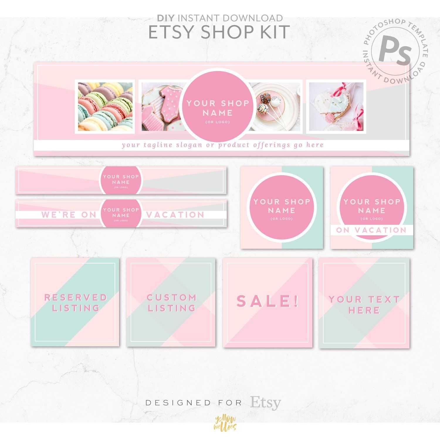 Diy Editable Etsy Shop Graphic Bundle Kit | Etsy Banner In Etsy Banner Template