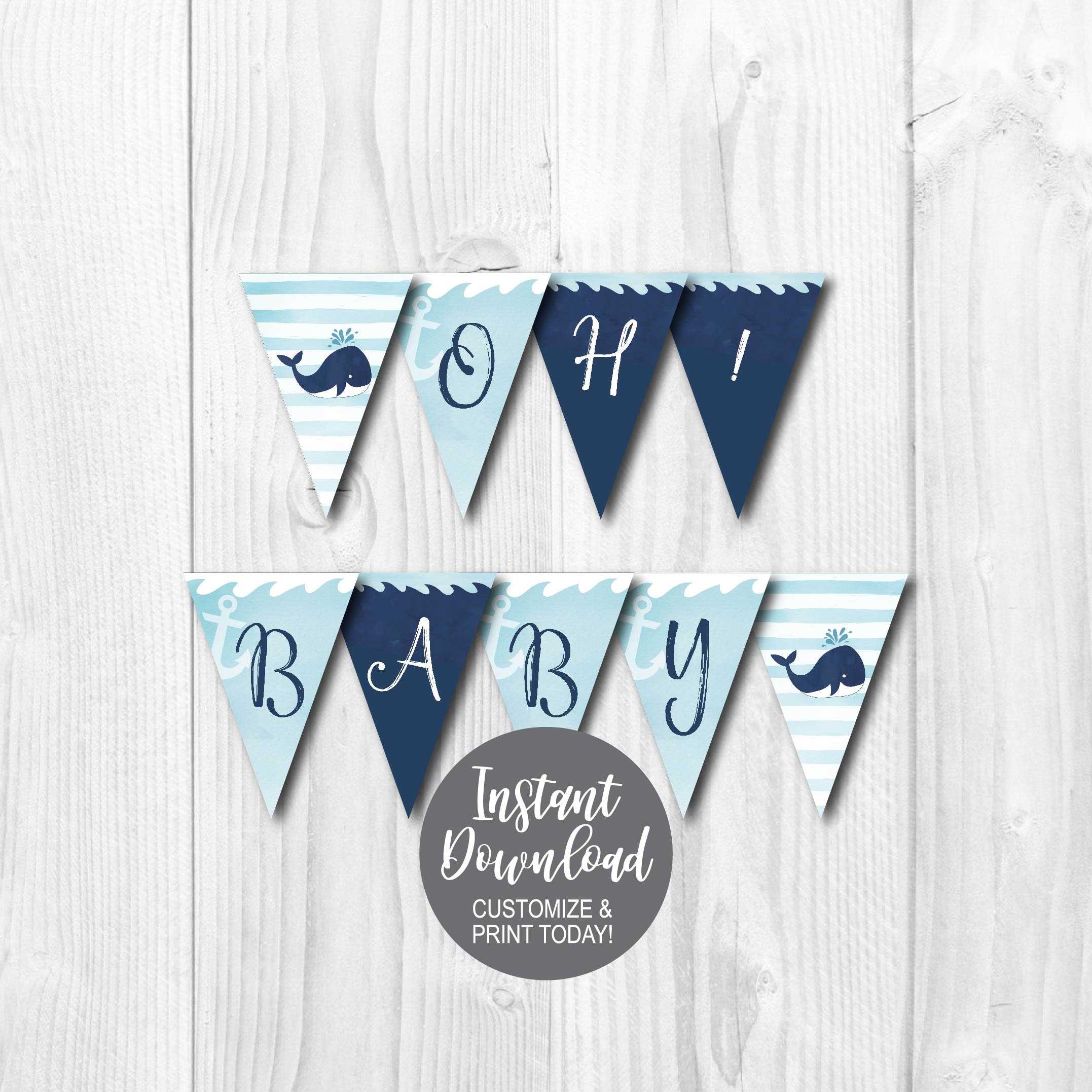 Diy Editable Yourself, Printable Banner Template, Baby Shower Banner  Printable, Baby Shower Banner Girl, Baby Shower Banner Boy, Pdf File Inside Diy Baby Shower Banner Template