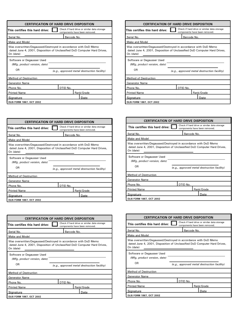 Dla Form 2500 – Fill Online, Printable, Fillable, Blank Inside Hard Drive Destruction Certificate Template