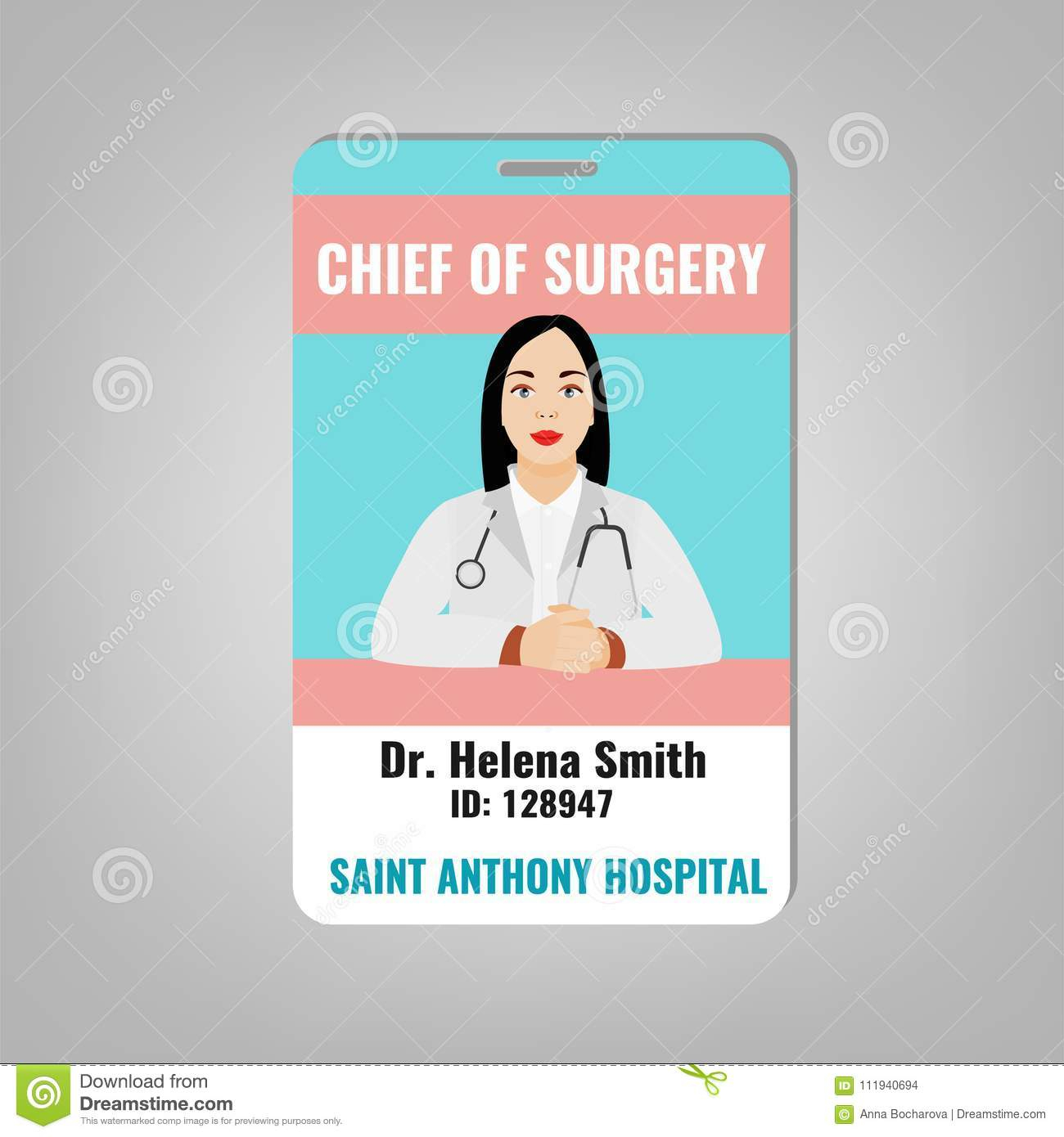 Doctor Id Card Stock Vector. Illustration Of Doctor – 111940694 With Regard To Doctor Id Card Template