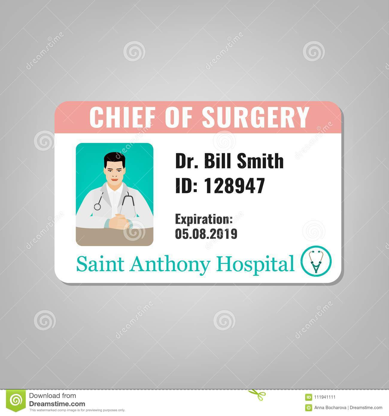 Doctor Id Card Stock Vector. Illustration Of Health – 111941111 For Hospital Id Card Template