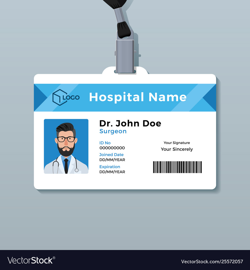 Doctor Id Card Template Medical Identity Badge With Regard To Hospital Id Card Template