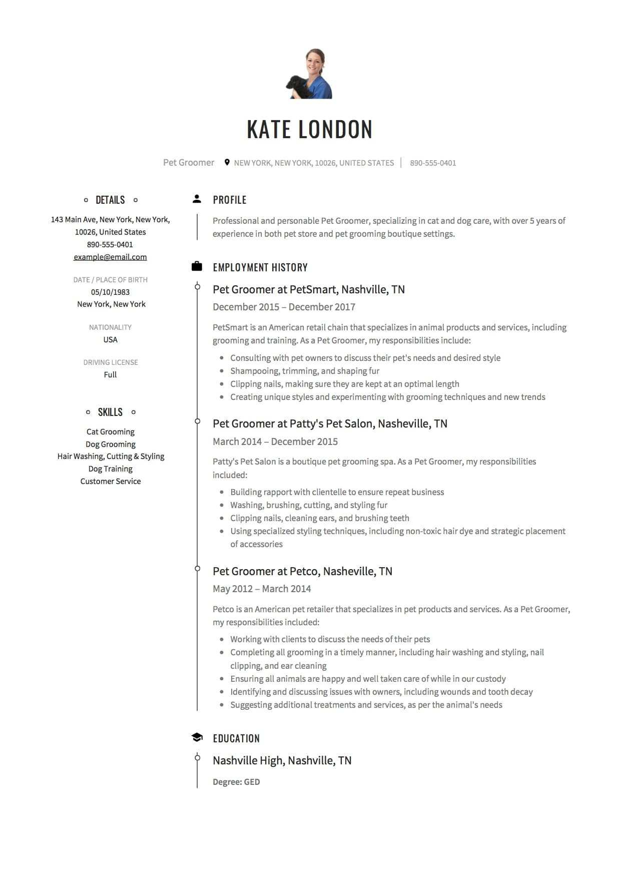 Dog Groomer Resume 161738 12 Pet Groomer Resume Sample S With Regard To Dog Grooming Record Card Template