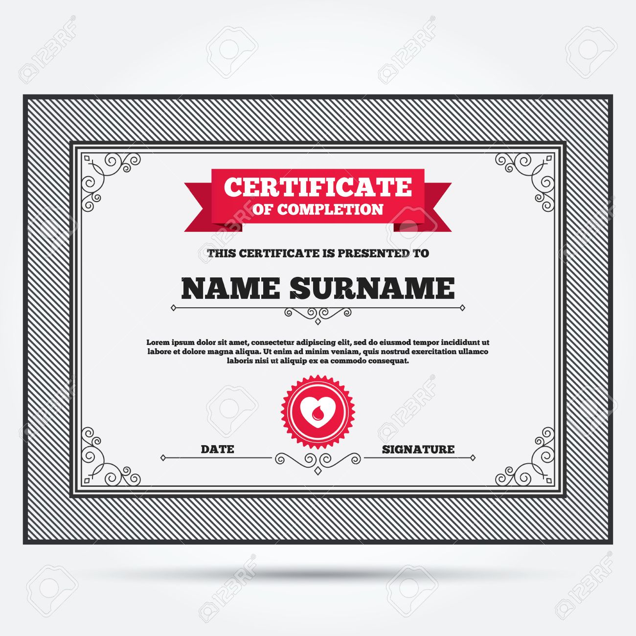 Donation Certificate Template. Certificate Of Completion Intended For Donation Certificate Template