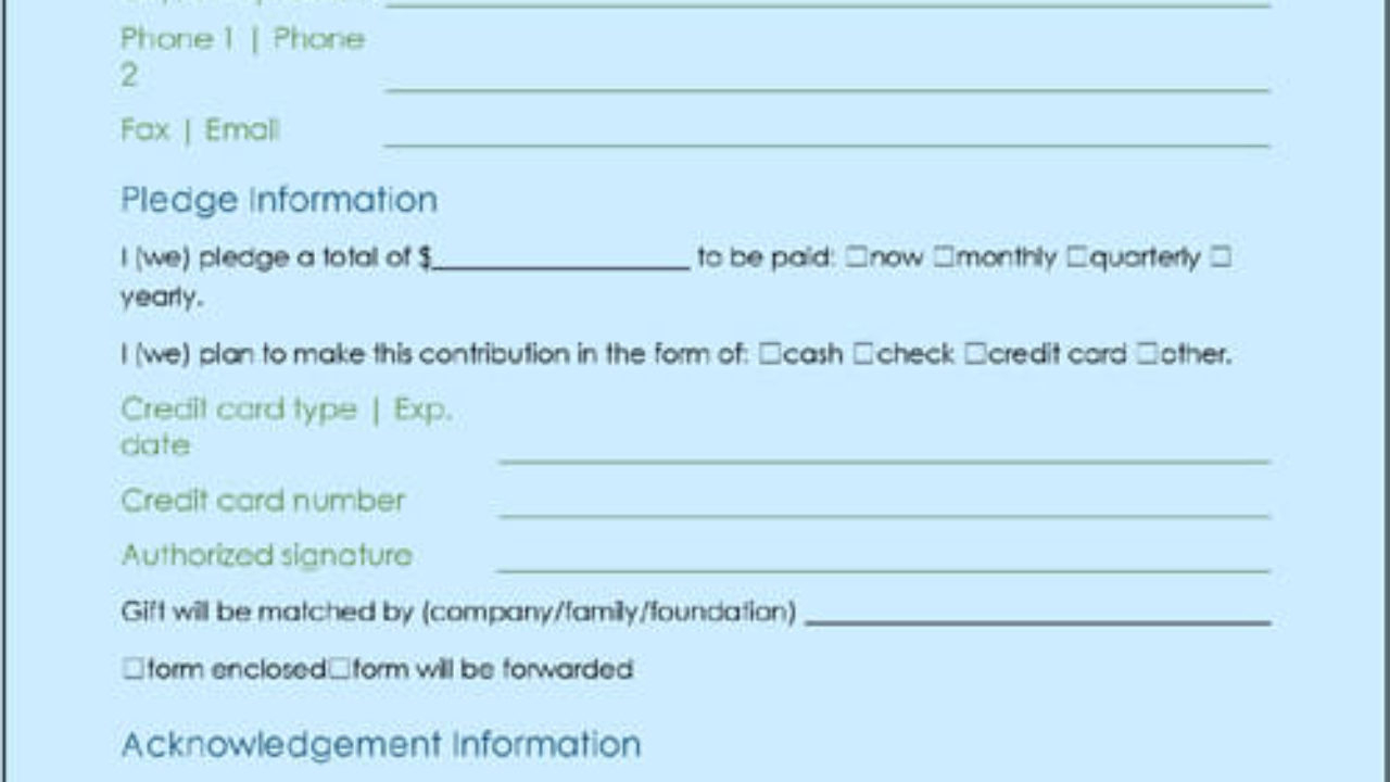 Donation Form Template | Excel & Word Templates Pertaining To Donation Card Template Free