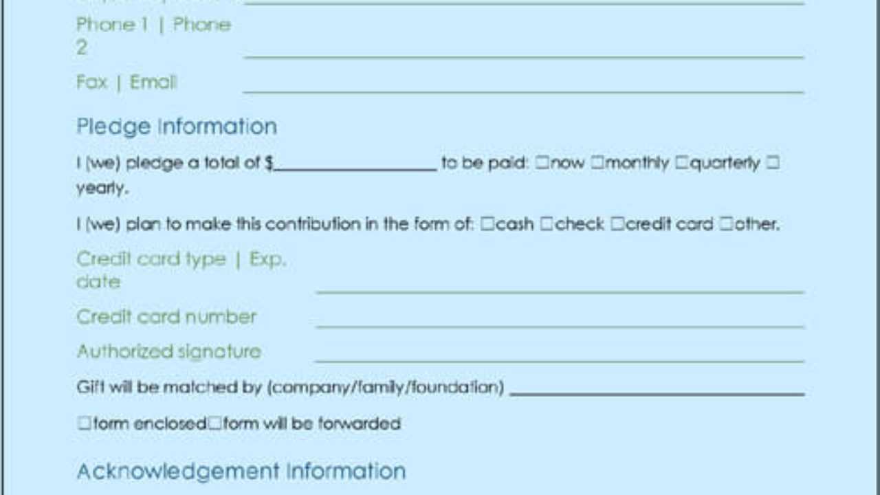 Donation Form Template | Excel & Word Templates With Donation Cards Template